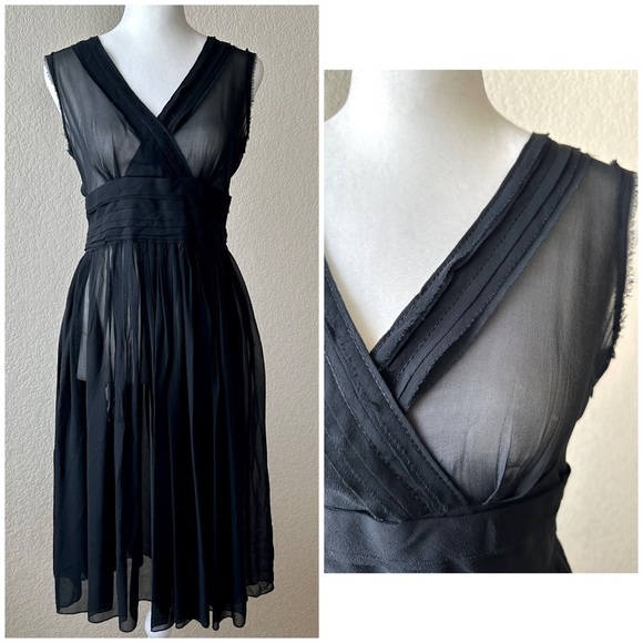 Banana Republic Black Sheer Dress - size 0 - Picture 3 of 4